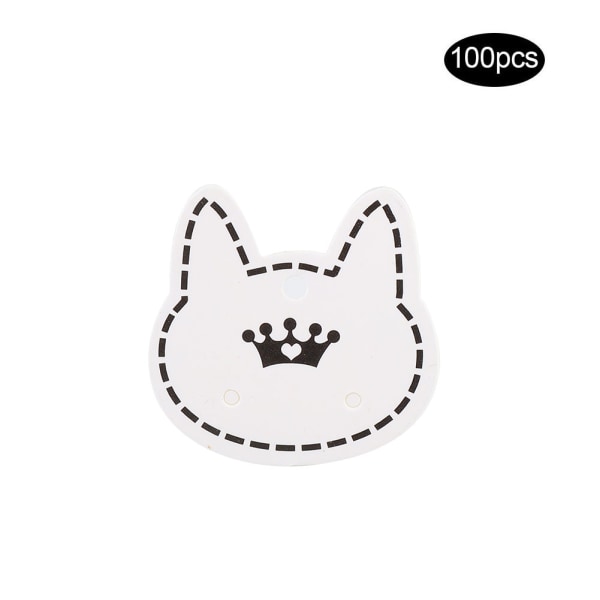 100 stk Cute Cat Crown Øreringe Ørestifter Halskæde Kort Smykker Display Papir Kort
