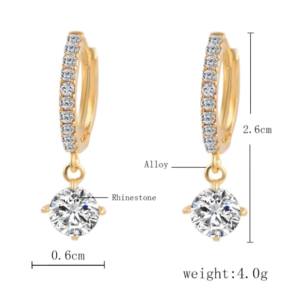 Fasjonable krystallgeometri øredobber Øreklips kvinner eardrop smykker gave (gull)