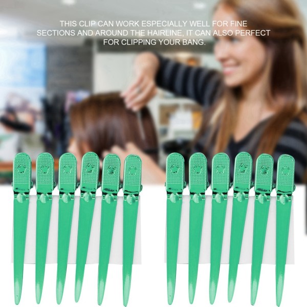 12 stk/æske Hårstyling Clips Frisørsalon Sektionering af hårnåle til Salon Styling Grøn