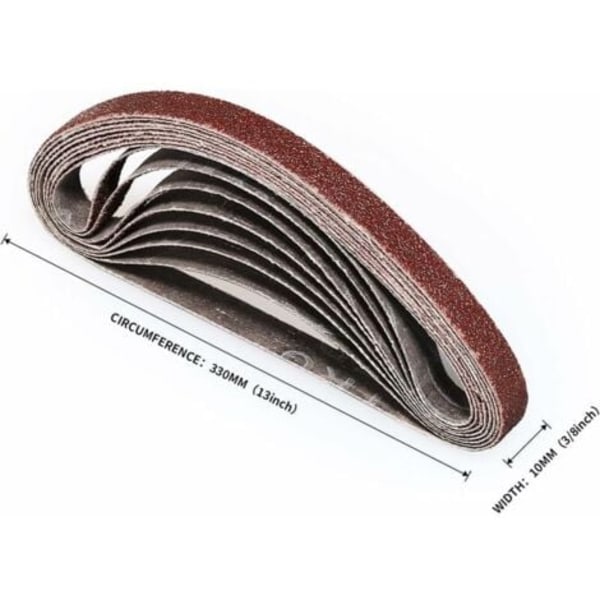 DPZO Slibebånd 10X330 mm Slibebånd 40/60/80/120/180/240 til slibning, polering og afstøvning, ideel til træ (48 stk.)-DPZO.pa
