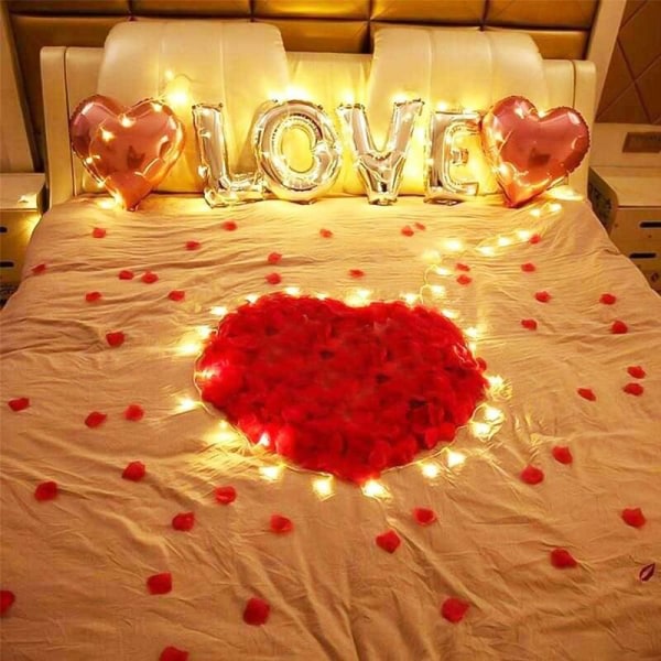 1000 st konstgjorda rosenblad for romantisk natt, bröllop, festdekoration (stor röd)