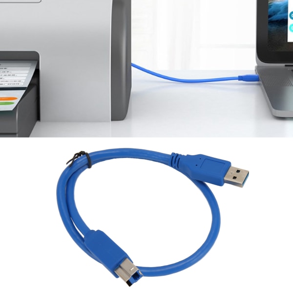USB3.0 utskriftskabel A hann til B hann 1,64 fot 5 Gbps høyhastighets skriverskannerledning for dataoverføring