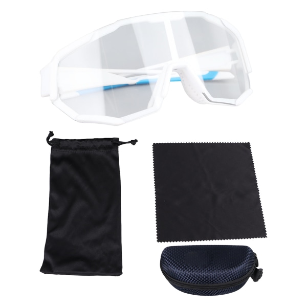 Sykkelbriller TR90 UV-beskyttelse Vanlig PC Fargeskiftende Sportssolbriller for ridning Løping Fiske Hvit