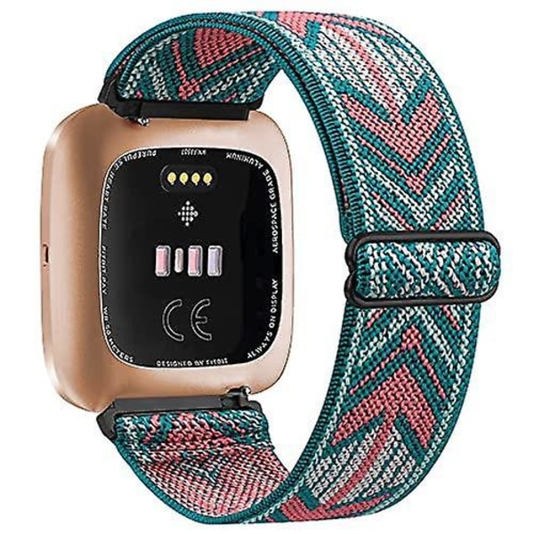 Elastisk vävd loop för Fitbit Versa 3 2 Versa Lite armband justerbart nylon sportarmband armband för Fitbit Sense armband Lake green