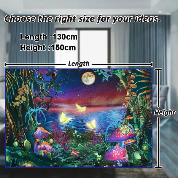 Black Light Dream Forest Tapestry Moon Tapestry UV Reaction Butt