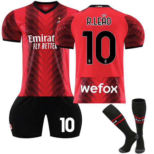 2023-20 AC Milan Home fotbollströja för barn nr 10 R. Leão