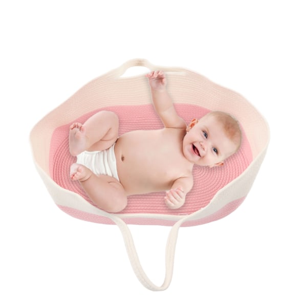 Baby makuukori kokoontaitettava sarjakuva Turvallinen kannettava puuvillainen baby kantokori patjalla Pinkki