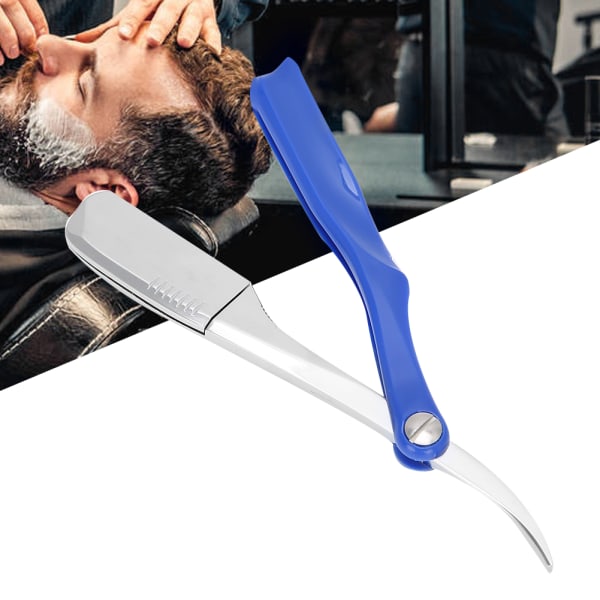 Profesjonell bærbar barbermaskin for hår, sammenleggbar manuell barbermaskin Ansiktspleieverktøy Blå