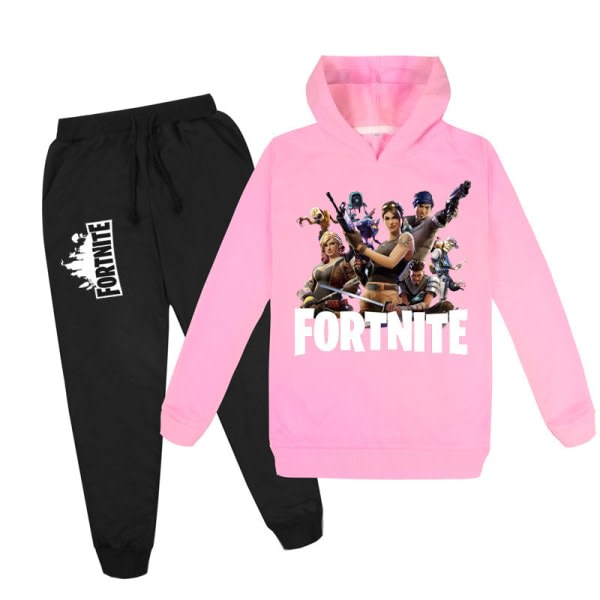 Stor pojke hoodie sweatshirt byxa sæt i Fortnite Pink 120cm