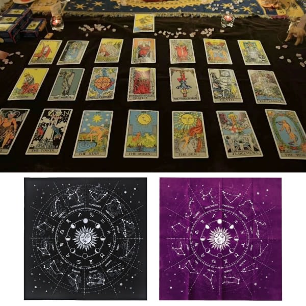 12 stjärnbilder Tarotkort Bordsduk Brädspel Fortune Astrologi för Oracle Card Pad Velvet Divination Altar Cloth