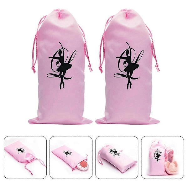 4 stk. Dansepose Sko Opbevaringspose Ballet Organizer Håndtaske Tasker Ballet, Pink.pa