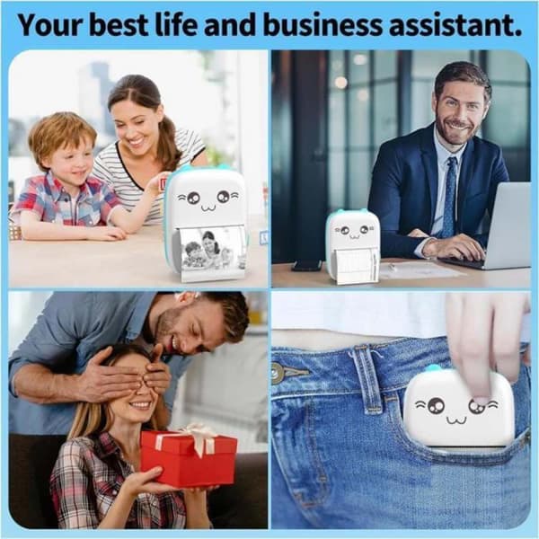 Mini Printer Bluetooth 200 Dpi Etiketprinter Med 11 Ruller