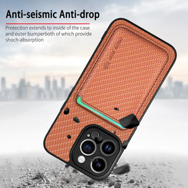 Magnetic Protective Case Supports MagSafe with Card Holder iPhone 15 Pro Max Brown