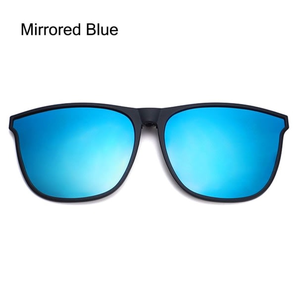 Polariseret Clip On Solbriller Herre Kørebriller SPEJL spejlet Blå Mirrored Blue