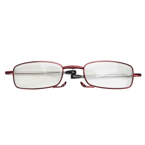 Eldre Fasjonable lesebriller Rustfritt stål Sammenleggbare bærbare presbyopiske briller (+150 kvadratisk ramme rød)