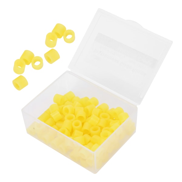 100 stk Tannfargekoderinger Giftfri silikon Dentalfargekoderinger Tilbehør (gul)