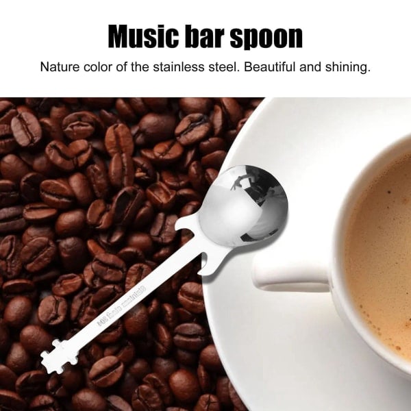 Guitar kaffeske 6-pak sød ske rustfrit stål teske omrøringsske Guitarform (sølv