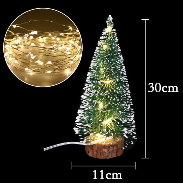 Mini ceder julgran med LED-lys Liten høj Bord Skrivbord Juldekor prydnadVarmt lys