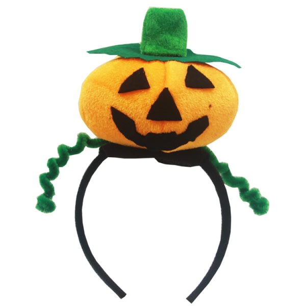2 pakkauksen Halloween-naamiaispukeutumisbileet Huvudbonader Skull Pumpkin Witch Barnpannband (Green Hat Pumpkin)