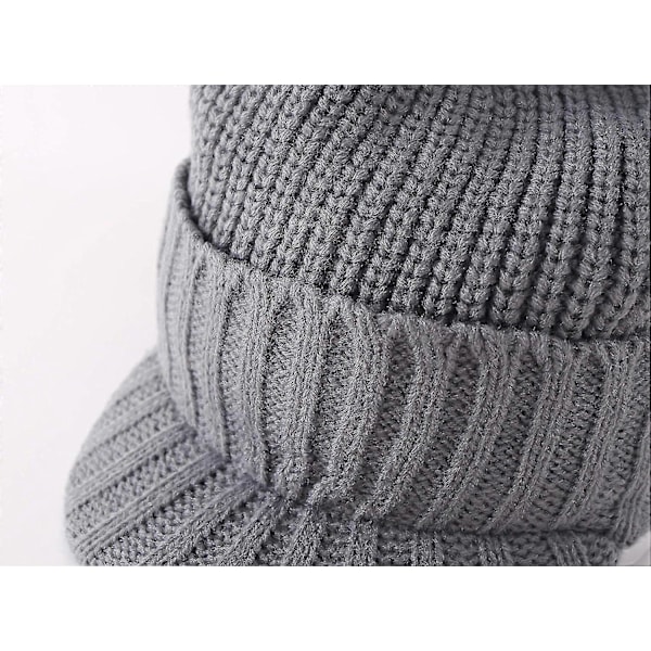 Kasket til mænd, vinter, strikket, tyk, udendørs Lysegrå Light Grey One Size