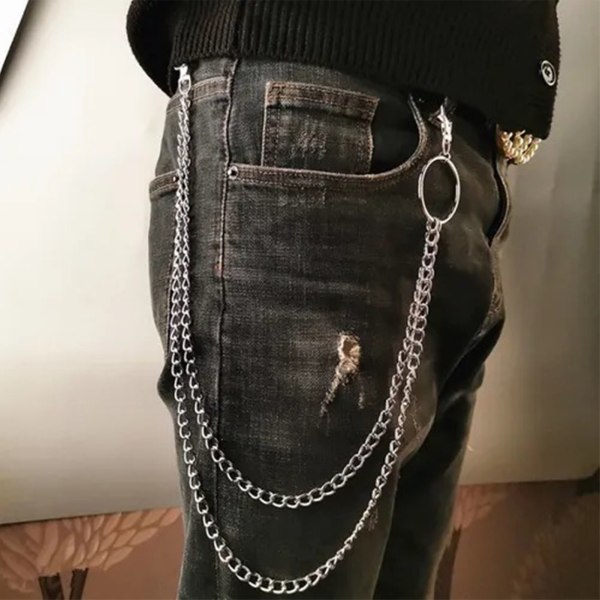 Bukser Kæde Dobbeltlag Hiphop Punk Style Mode Metal Bukser Kæder Dekoration til Kvinder Mænd