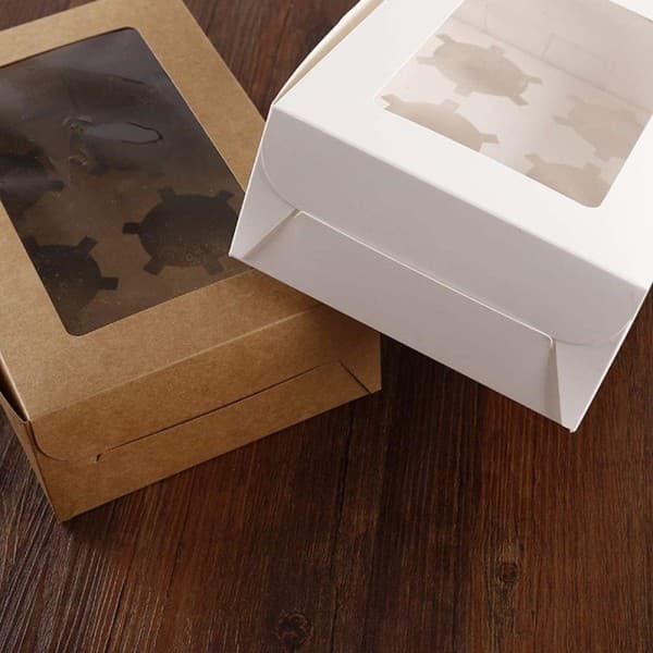 10-pack 6-håls kraftpappers cupcake-låda för tårta