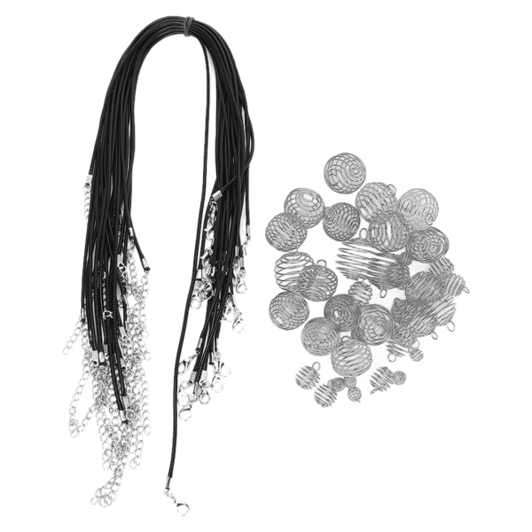 Muodikas metalliseos kevätpallo hiukset rastatukkahelmet PU lehmännahka köysi tee-se-itse kaulakorutarvikkeet hopea