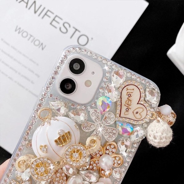 iPhone 14 Pro max Bling case, Flickor Kvinnor 8D Lyx Sparkle Glitter Diamant Kristall Strasspumpa Case