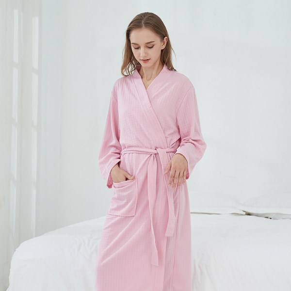 Unisex kylpytakki Kevyt reidet pitkä kylpytakki miehille Naisten kotipalvelu Hotelli Pink XL (60-70kg)