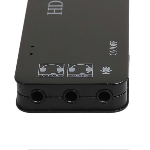 2X 3 Port USB 2.0 Hub Ekstern 7.1Ch Lydkort Headset Mikrofon Adapter for PC Svart.pa