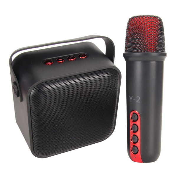 Mini Karaoke Maskinsæt Bærbar Bluetooth Højttaler med 1 trådløs mikrofon til Home Party KTV Sort