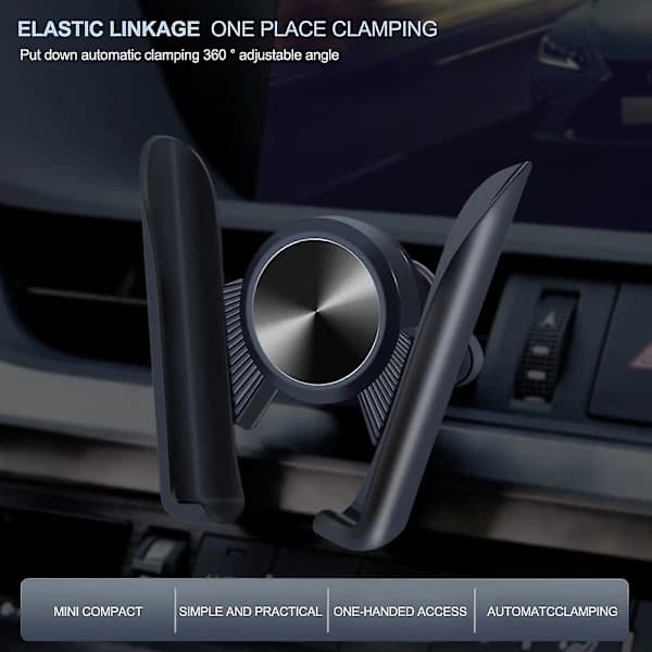 Mini Car Phone Mount with Automatic Clamping, Blue