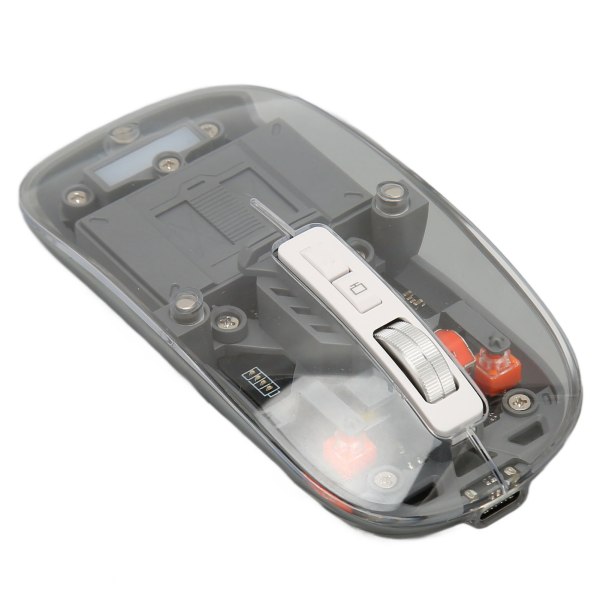 Trådløs Bluetooth 3-modus BT5.1 BT5.1 2,4 GHz mus Gjennomsiktig klar mus Oppladbar lydløs mus for PC Bærbar bærbar PC Grå