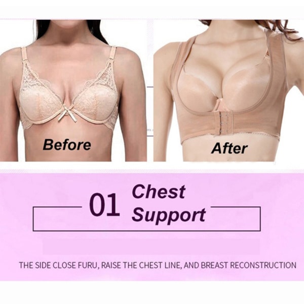 Justerbar skulderstøttekorrektion Pukkelryggstillingskorrigerende krop Saml effektivt bryster bælter Bryststøttetøj til kvinder