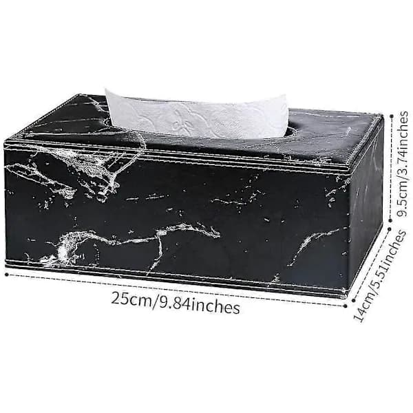 Rektangulær Tissue Box i Lær (svart marmor)