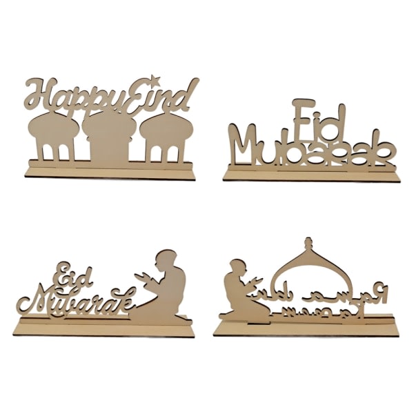 4-sæt Ramadan Eid Mubarak dekoration, muslimsk Ramadan dekoration, DIY Mubarak heminredningspresent, dekorationer for Ramadan böner