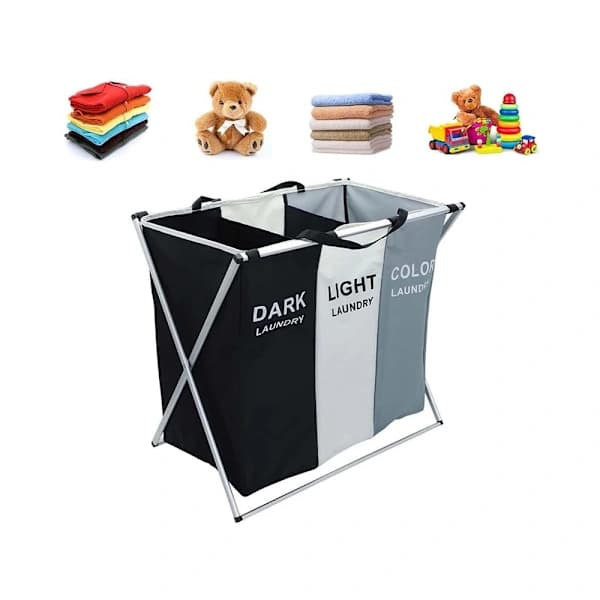 Laundry Basket with 3 Compartments - Laundry Basket - 135L 1080