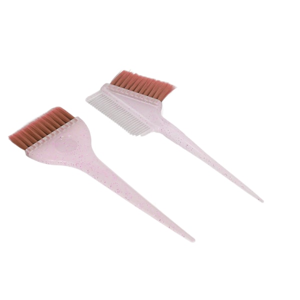 2 stk blød nylon hårfremhævningsbørsteapplikator Dobbeltsidet hårfarvebørstekam med glitterhåndtag Pink
