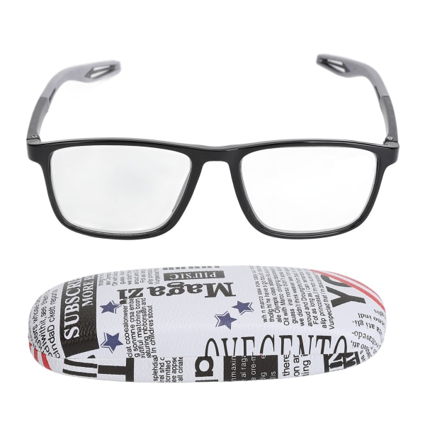 Anti Blue Ray Presbyopia briller Multiple Focus Auto Justering Optisk ramme Presbyopia Lesebriller Svart innfatning Grå Ben +200