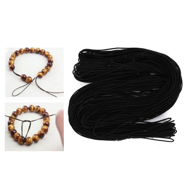 Elastisk strekksnor 1,2 mm 15 m innpakket perler strengtråd for gjør-det-selv-smykker (Sort 3-bunt)