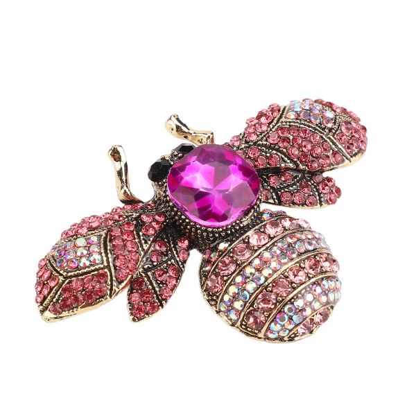 Broche Smykker Retro Bee Form Legering Attraktiv dekorativ Rhinestones Pin Ornament til frakke Suit Rose Red