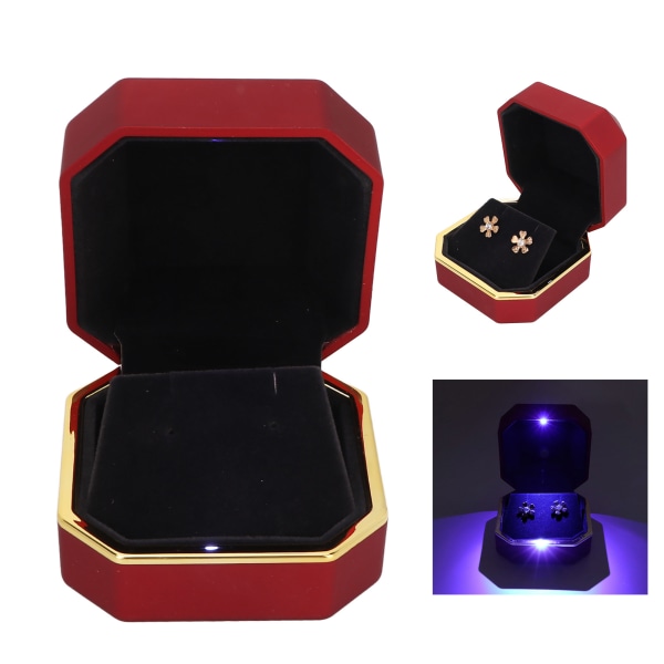 Ring gaveeske Elegant beskyttende liten smykkeoppbevaringsmonter med lys for forslag bryllup Rød