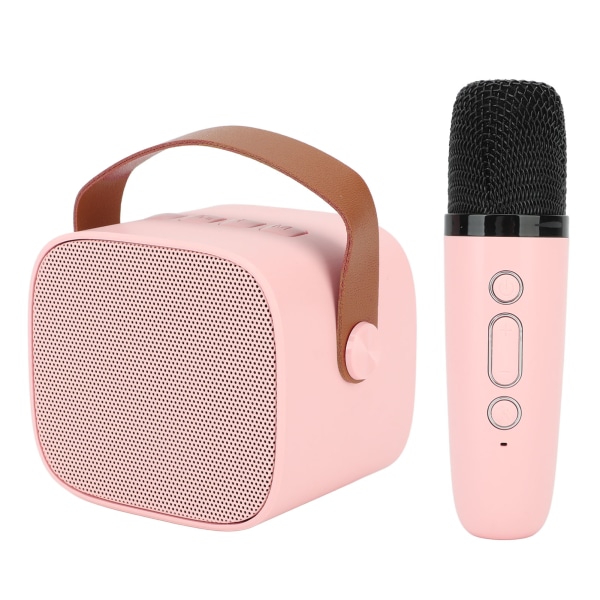 Mini karaokemaskin med trådløs mikrofon Bærbar Bluetooth-høyttaler for barn Voksne Rosa