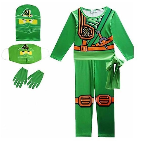 Barn Anime Phantom Cosplay Kostym Huvtröja Ninja Super Blå 130cm Grön Grön Green 110cm