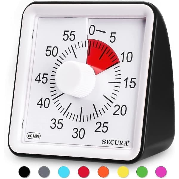 60-minutters visuel timer, nedtællingsur til klasseværelset, lydløs timer til børn og voksne
