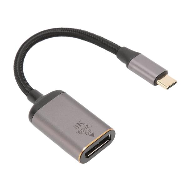 USB C til DisplayPort-adapter Aluminiumslegering USB C hann til DP hunn 8K 30Hz 4K 144Hz HDR USB C til DP-konverter