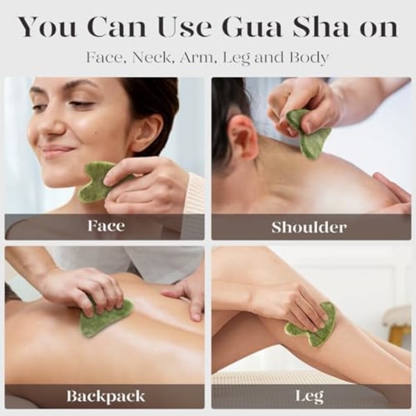 Gua Sha Set i Rosenkvarts - Ansiktsmassage för Rynkor & Muskelspänningar jade -
