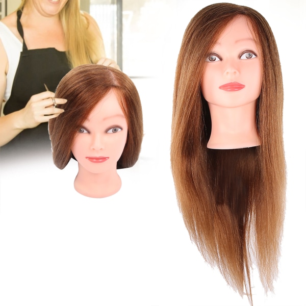 Frisør Mannequin Head Human Hair Practice Training Kosmetologi Manikin HeadBrown