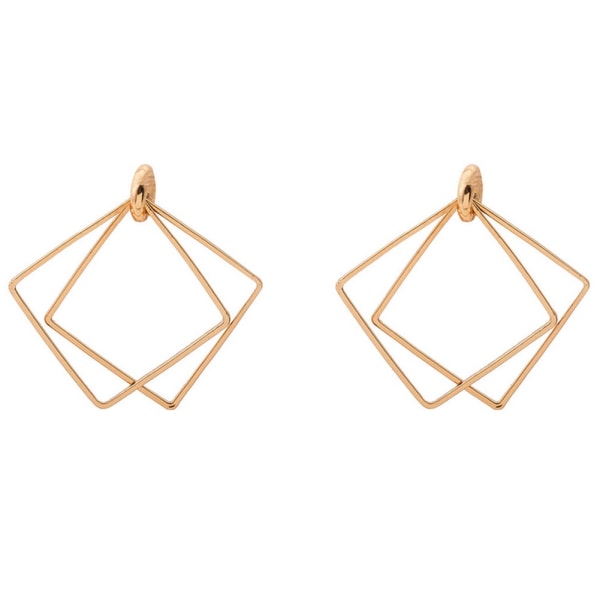 Fashionabla kvinnor geometriska ihåliga öronstuds legering eleganta örhängen smycken dekoration guld