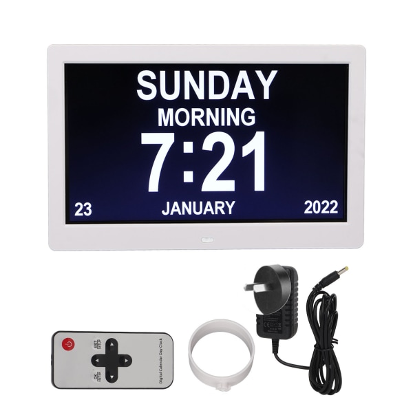 Digital fotoram 10in 1024x600 LCD-väckarklocka Fjärrkontroll 100?240V för Home AU-kontakt